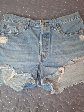 Levi's Distressed Denim Shorts - Light Blue size 29